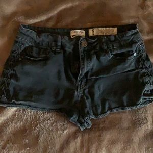 black jean shorts